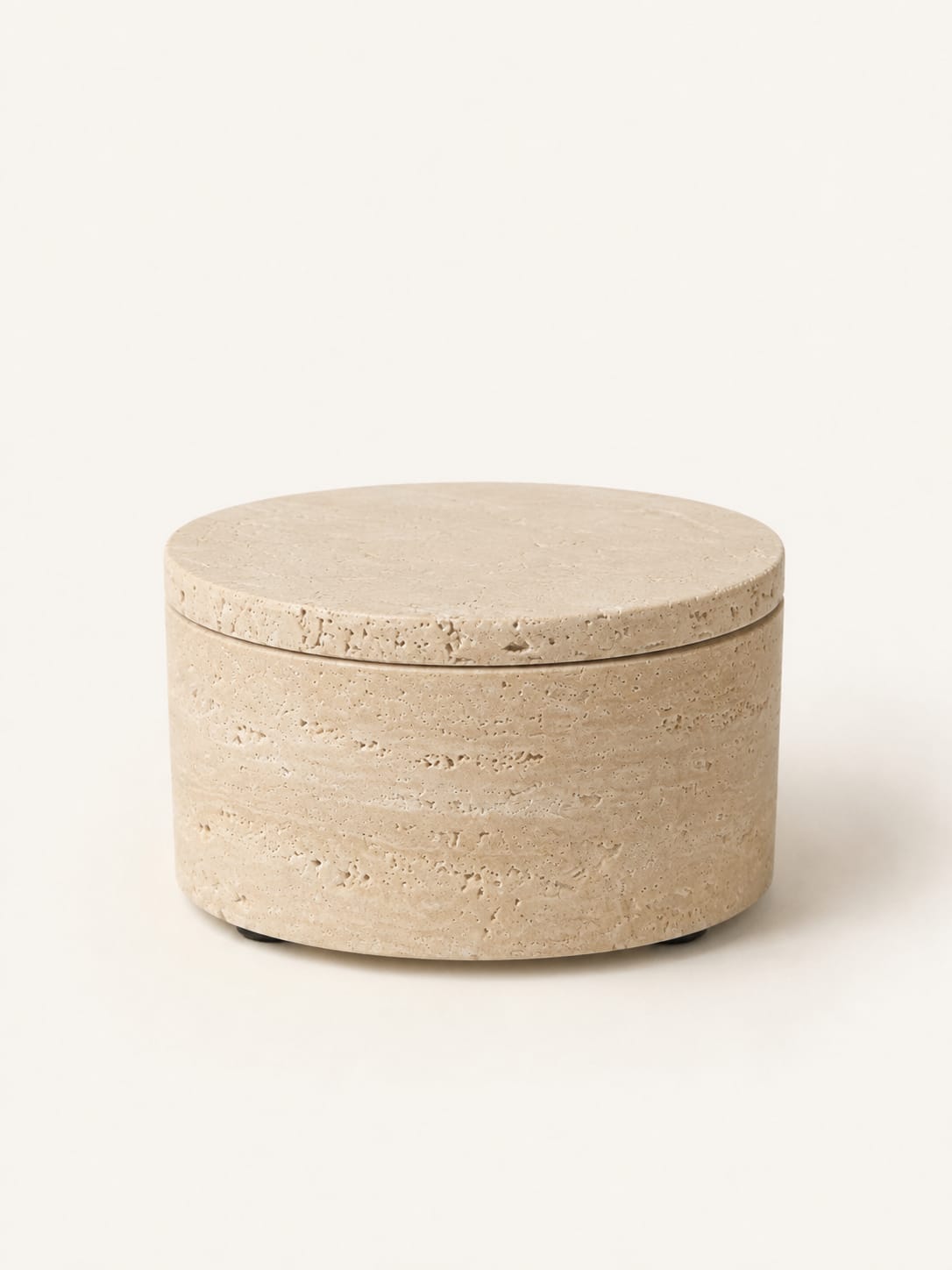 Round Travertine Box with Lid view 2