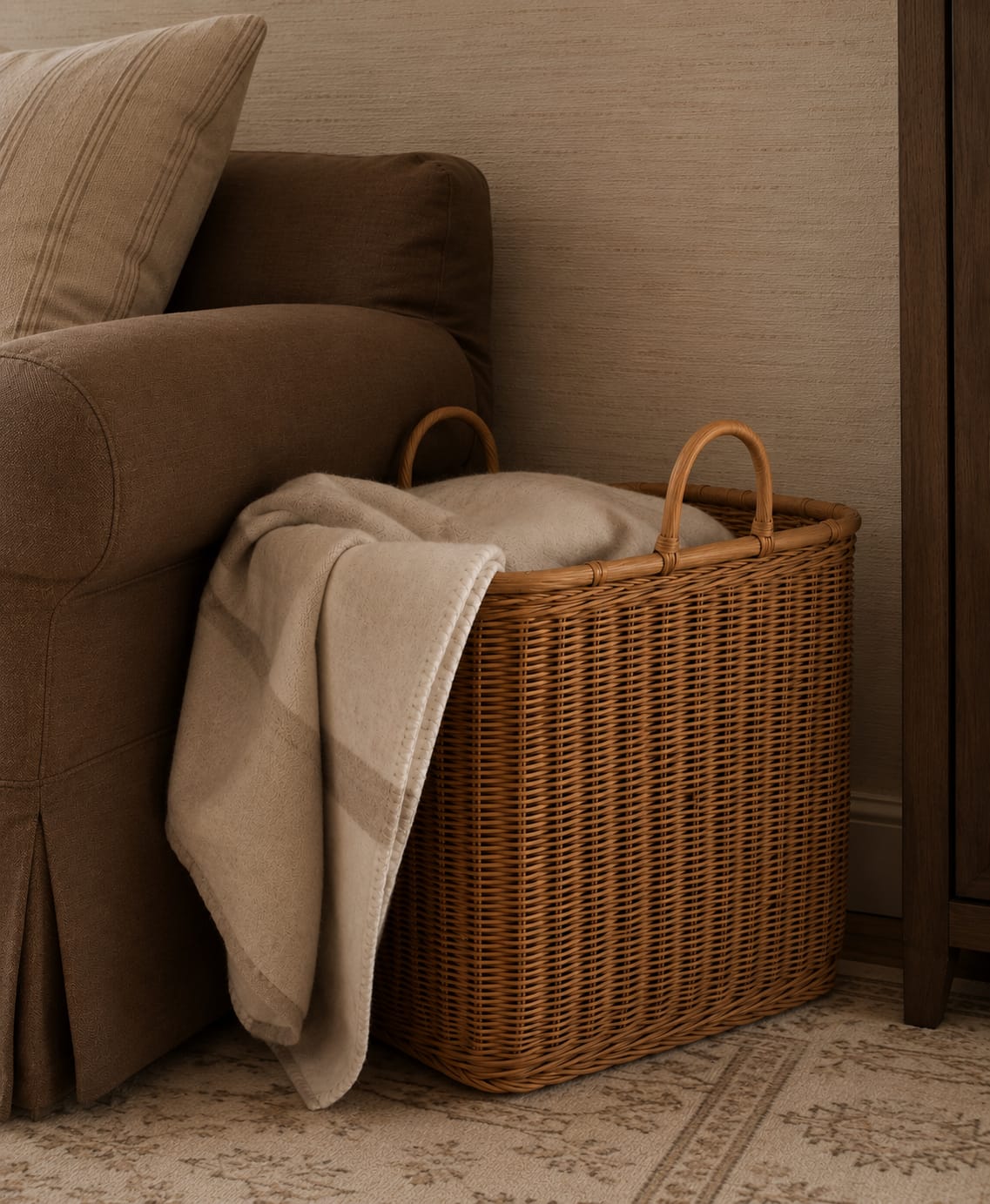 Handwoven Rattan Storage Basket view 2