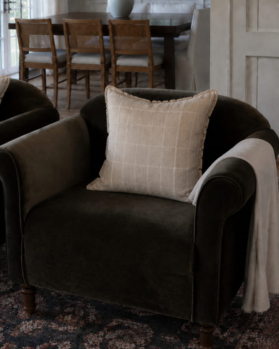 Cotton & Linen Woven Check Cushion Cover view 1