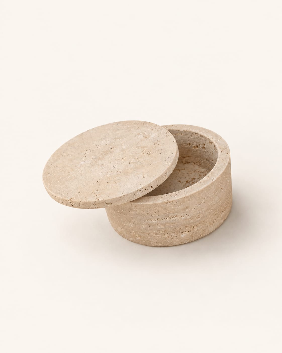 Round Travertine Box with Lid view 3