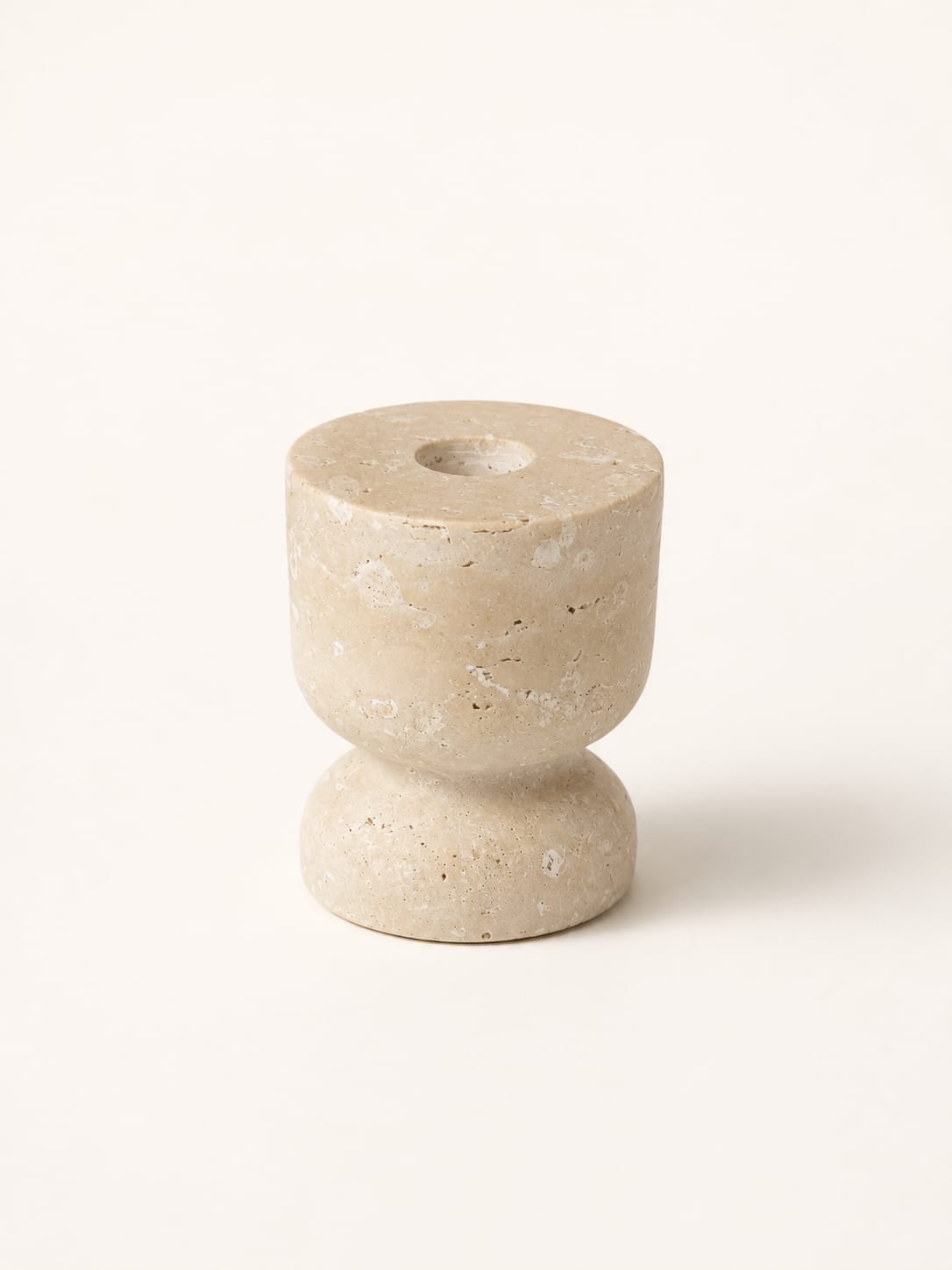 Small Natural Travertine Candle Holder view 2