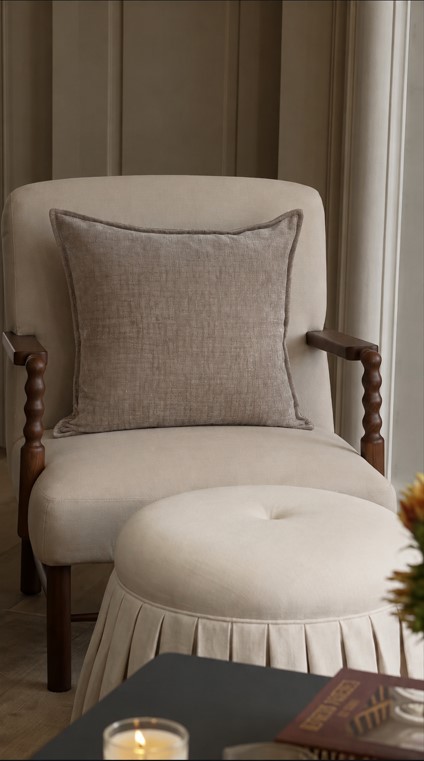 Solid Linen-Effect Cushion Cover view 5