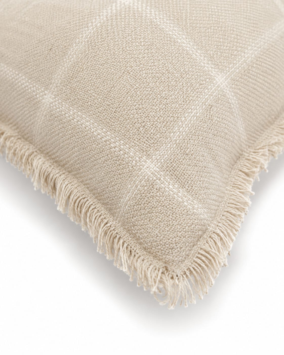 Cotton & Linen Woven Check Cushion Cover view 4