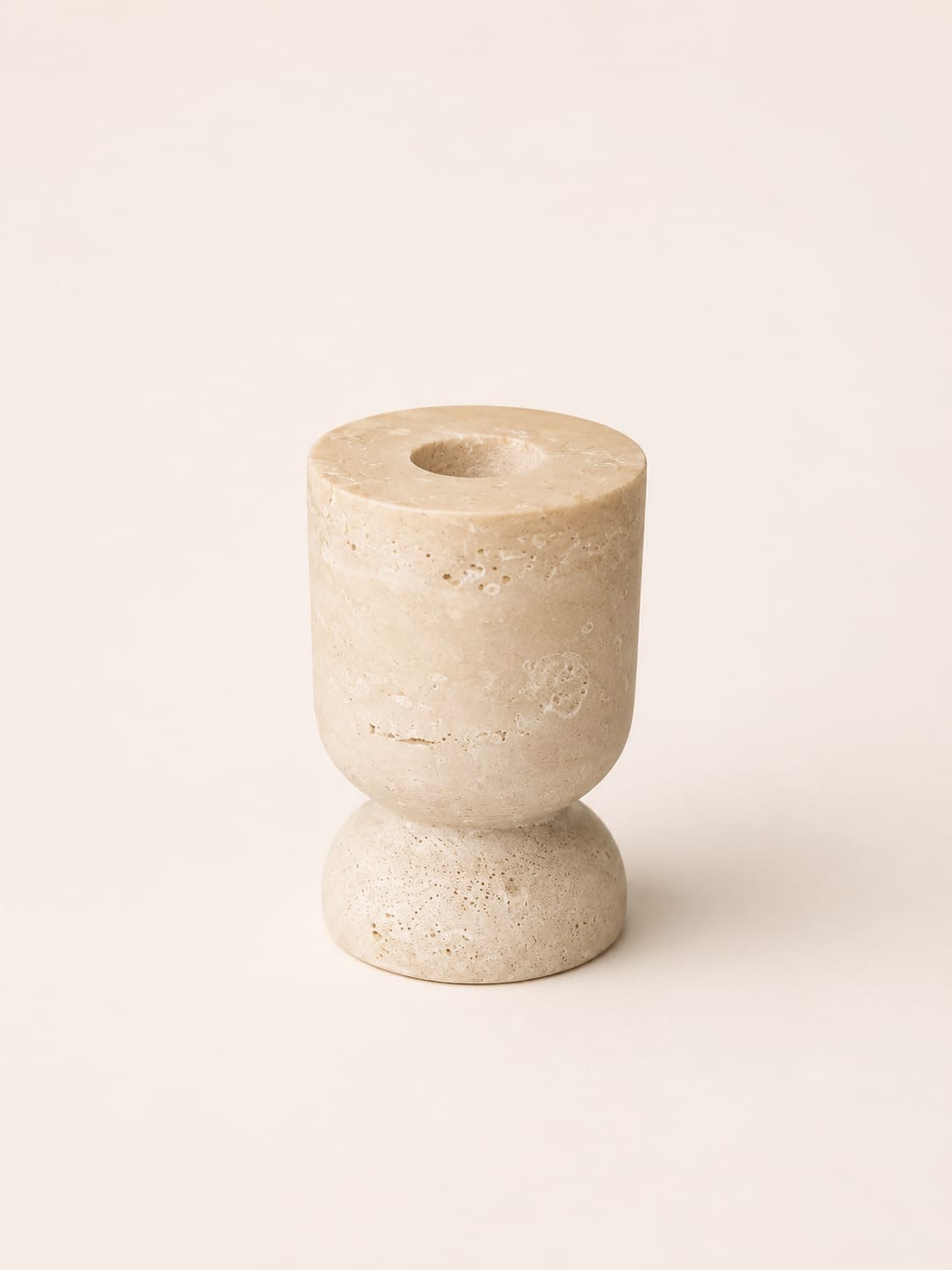 Large Natural Travertine Candle Holder view 2