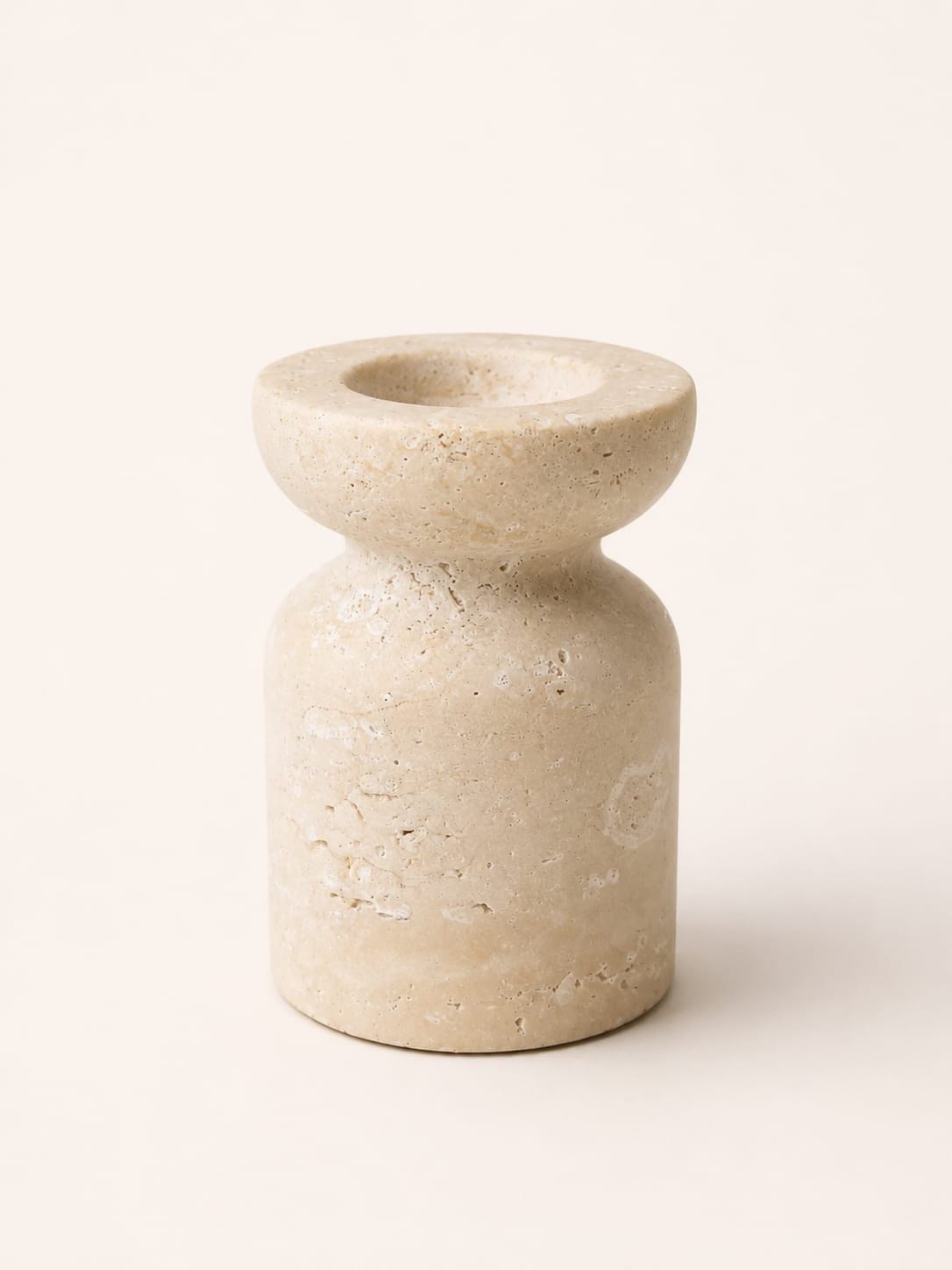 Large Natural Travertine Candle Holder view 4
