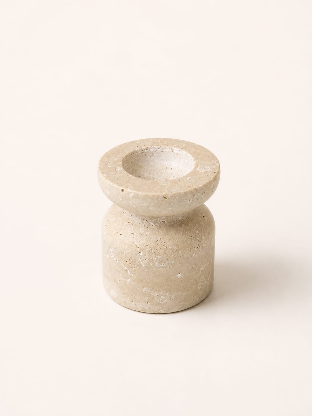 Small Natural Travertine Candle Holder view 4