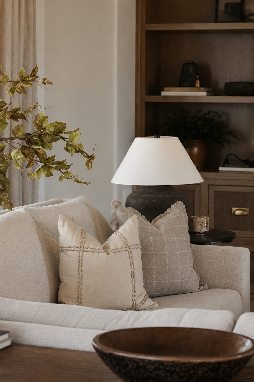Cotton & Linen Woven Check Cushion Cover view 5