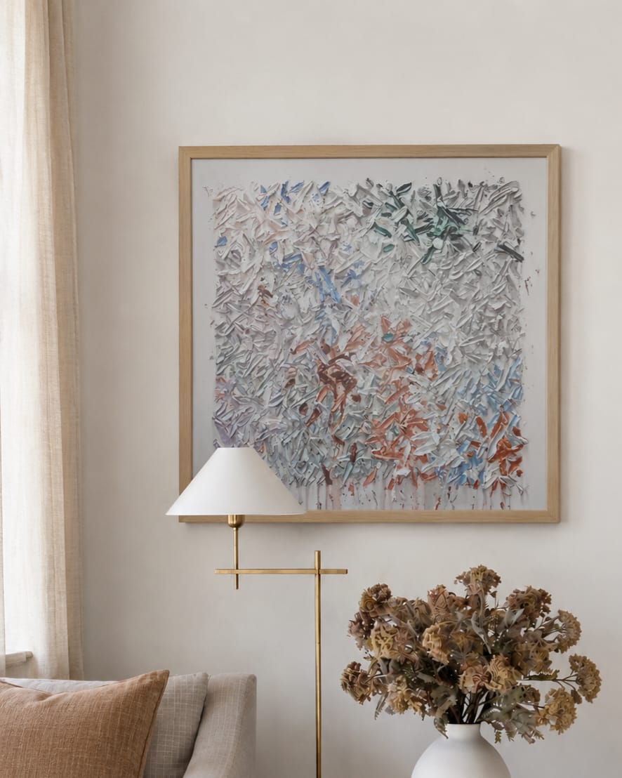 Abstract Canvas Wall Art with Wooden Frame view 1